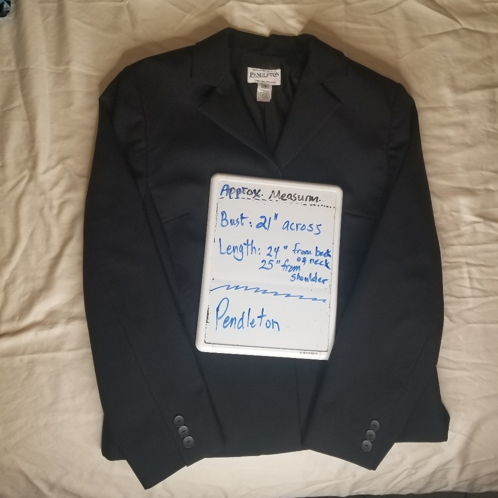 Pendleton Wool Black Blazer Jacket Lined 12 - image 3